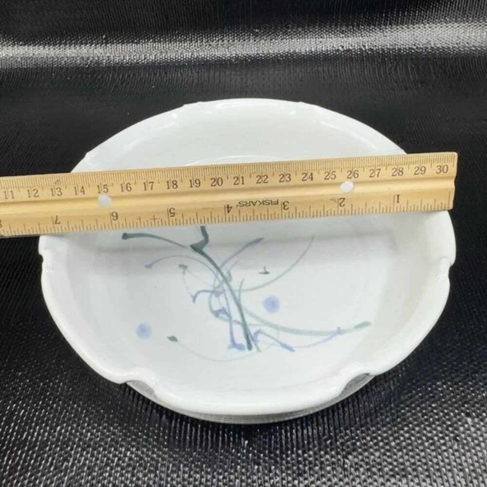 1980s Bev Howell Pottery Ruffled‎ Edges Dish Bowl Plate Artist Signed Floral VTG